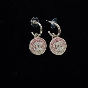 ✨ Champagne‎ & Pink Gradient Rhinestone Circle Hoops ✨